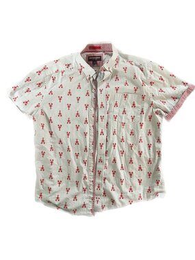 Johnston & Murphy Men's Lobster Print Short Sleeve Button Down Shirt